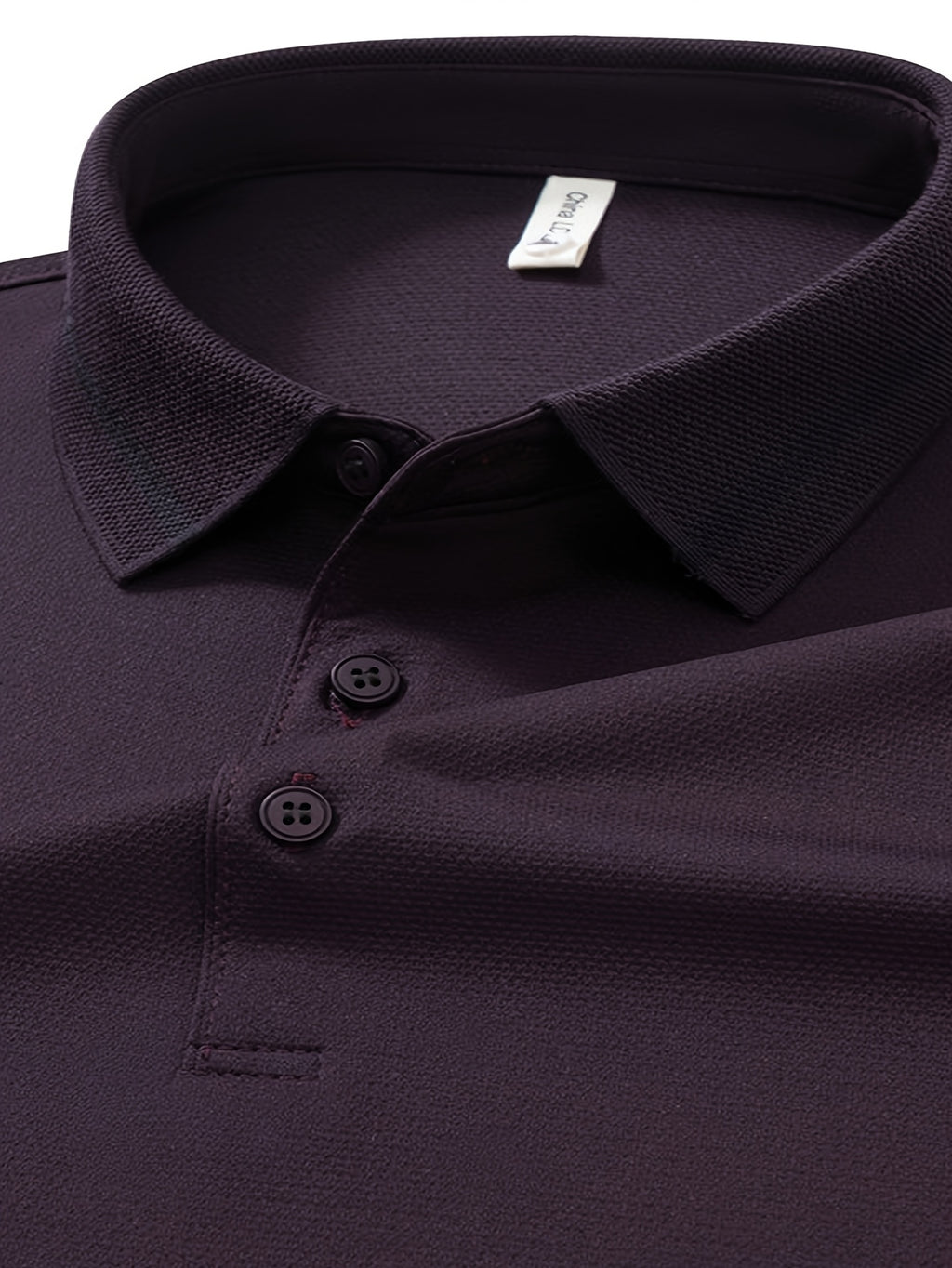 Men's Three-Button Lapel Long-Sleeve Polo Shirt, Suitable for Commuting to Work, Daily Outings, and Layering or Wearing on Its Own - SINBOS - Deep Purple