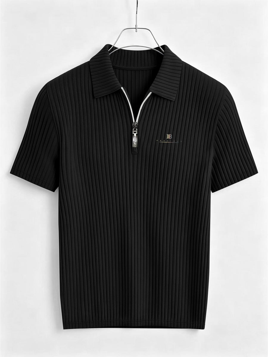 Men's Outdoor Sports Printed Short-Sleeve Summer Casual Comfortable Polo Shirt - Black