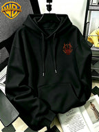 Authorized by Warner Bros., 2026 New Soren Helmet with Red Print, Men'S Hoodie, Hooded Sweatshirt, Kangaroo Pocket And Drawstring Hat, Suitable for Daily And Outdoor Sports Wear, Autumn And Winter Warm Jacket, Fashionable Jacket - Black