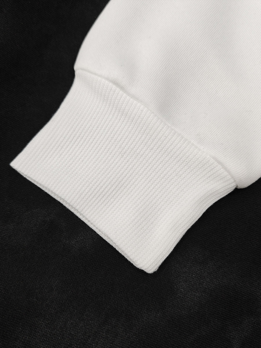 Single Purchase of a Trendy V-neck Sweatshirt with Long Sleeves, Paired with a Shirt for a Visually Striking Campus Elegant Style. Image for Reference Only, Not a 2-in-1 Look - White