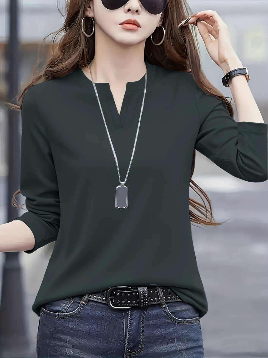 Elegant Fashionable Women'S Top | Solid Color, Regular Length, Suitable For Spring/Summer - Dark Gray