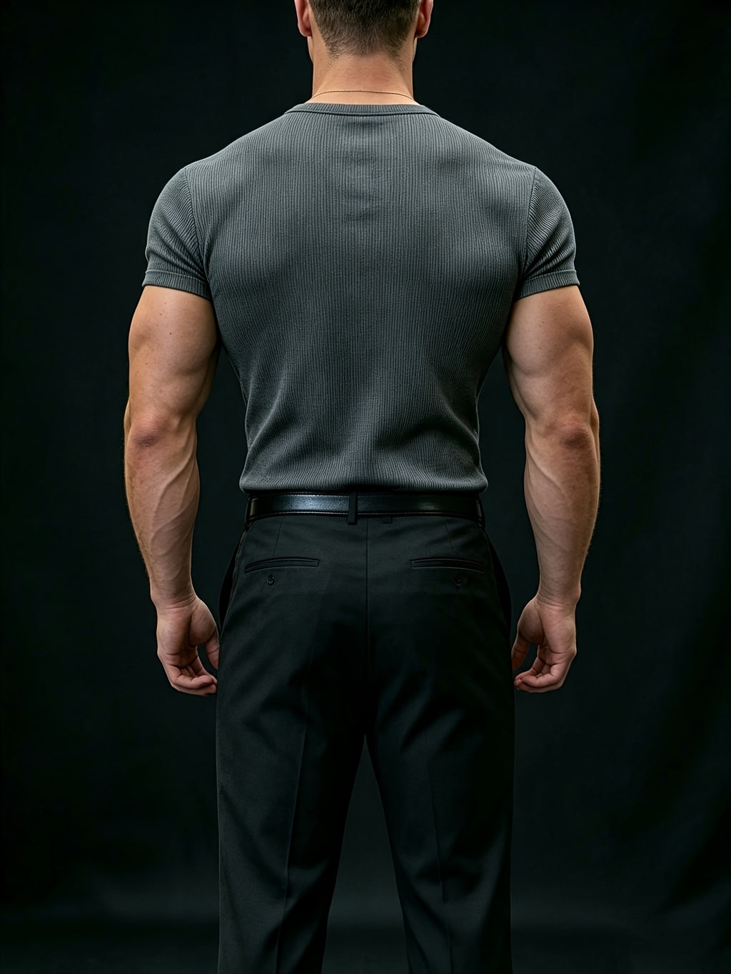 American Vintage Henley Knit Short Sleeve Top, Men'S Slim Fit T-Shirt, Square Shoulder Cut Enhances Shoulder Lines, Vertical Striped Elastic Fabric Moisture-Wicking And Breathable, Suitable for Commuting Office, Fitness Training, Travel Vacation - Dark Gray