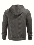 New Men'S Casual Fashion Athletic Cool Versatile Trendy Stylish 3D Jacquard Fabric Two-Button Hooded High Street Popular Sweatshirt - Dark Gray
