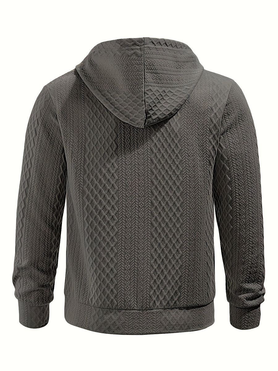 New Men'S Casual Fashion Athletic Cool Versatile Trendy Stylish 3D Jacquard Fabric Two-Button Hooded High Street Popular Sweatshirt - Dark Gray