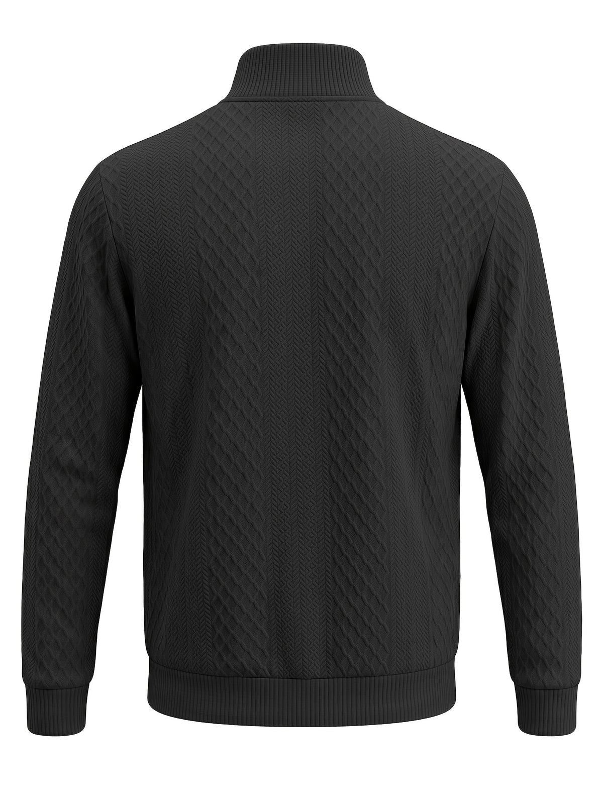 BOWZ Men's Fashion Henley Shirt, Solid Color Half-Zip Knit Top, Autumn/Winter Casual Long-Sleeve T-Shirt, Stylish and Versatile, Warm and Breathable, Suitable for Outdoor Sports and Daily Wear, Random Fabric Texture - Black