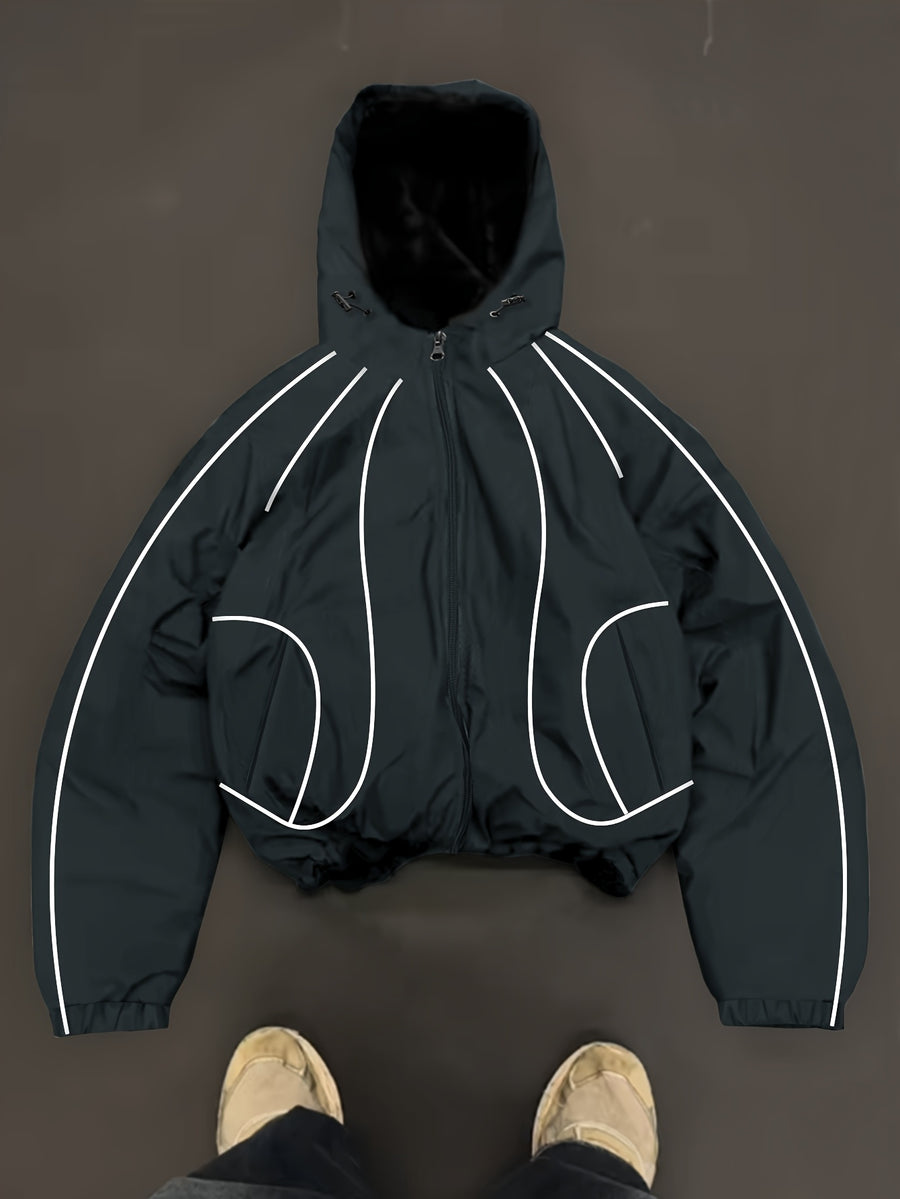 Men's Lightweight Hooded Zip-Up Jacket with White Drawstrings, Thin Style, Suitable for All Seasons, JK5689 - Dark Gray