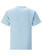Men's Business Casual Sport Solid Color Crew Neck Jacquard T-Shirt - Light Blue