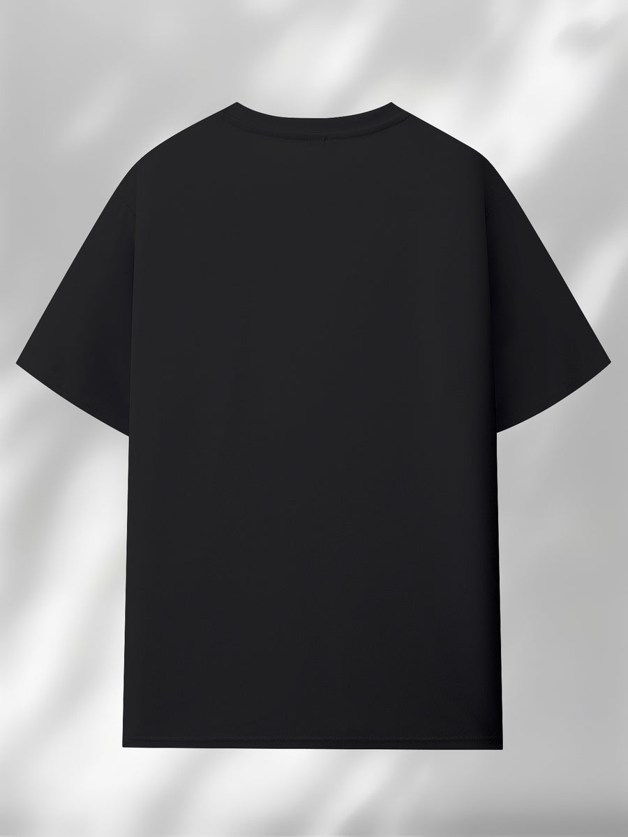 Easy Style GYM THERAPY Letter Pattern Print Men'S T-Shirt, Casual Top, Men'S Patterned T-Shirt, Summer, Comfortable And Breathable Short Sleeve T-Shirt, Fashionable Men'S Casual Top, Summer Fashion Outdoor Short Sleeve - Black