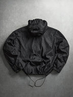 Men's Hooded Sports Jacket with Letter Print and Drawstring Hem, Spring and Autumn Daily Outings, Parties, Holidays, Old Boyfriend, Husband Gift - Black