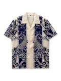 Printed Shirt, West Coast Vintage Paisley Shirt, Hip-hop Street Style, Vintage Classic, Vacation Shirt, Simple and Fashionable, Mature and Elegant, Artistic Design, for Daily Outings, Casual Vacation Shirt, Short Sleeve, Hawaiian Attire - Beige