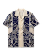 Printed Shirt, West Coast Vintage Paisley Shirt, Hip-hop Street Style, Vintage Classic, Vacation Shirt, Simple and Fashionable, Mature and Elegant, Artistic Design, for Daily Outings, Casual Vacation Shirt, Short Sleeve, Hawaiian Attire - Beige