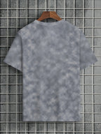 Men's Casual Short-Sleeve T-Shirt with Faux Drawstring Collar - Round Neck Summer Shirt, Suitable for Warm Weather, Machine Washable Opaque Blouse-Compatible (No Transparency) for Casual Attire & Layering - Slate Grey
