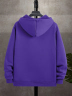 95% Polyester 5% Spandex, Men's Casual Pocket Zipper Drawstring Hooded Sweatshirt, Chest Placement Patch Embroidery, 240g Global All-Season Base Layer, Factory-Made for Men's Comfort, High Quality, High Fit Rate, Casual Sportswear - Purple