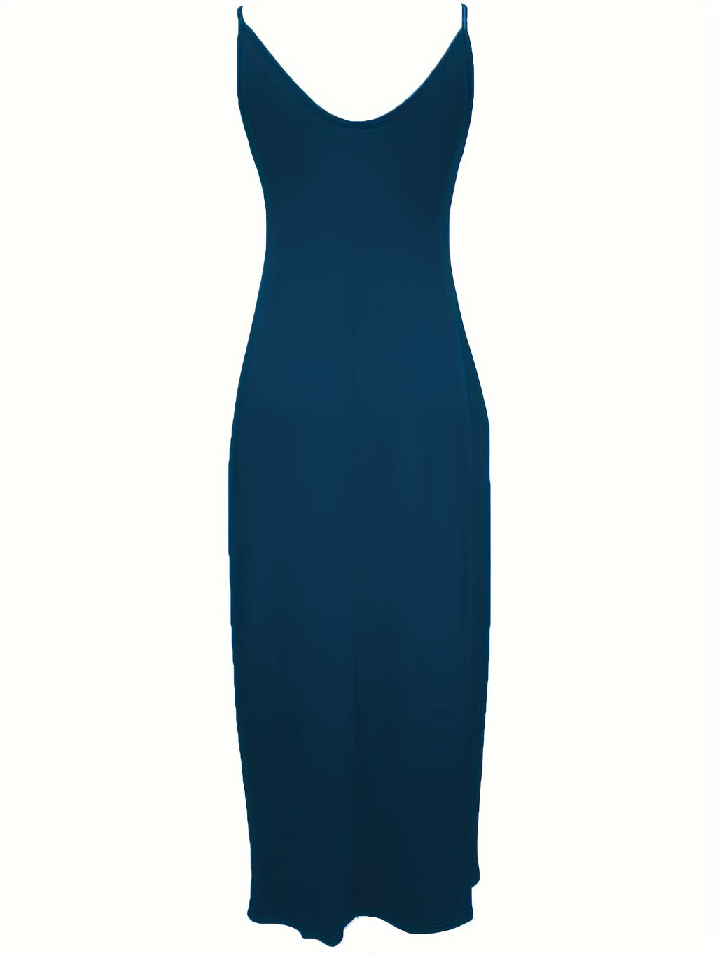 Oriented to European And American Foreign Trade Cross-Border New Women'S Long Dress, Slim And A-Line Solid Color Pattern Suspender Dress - Peacock Blue