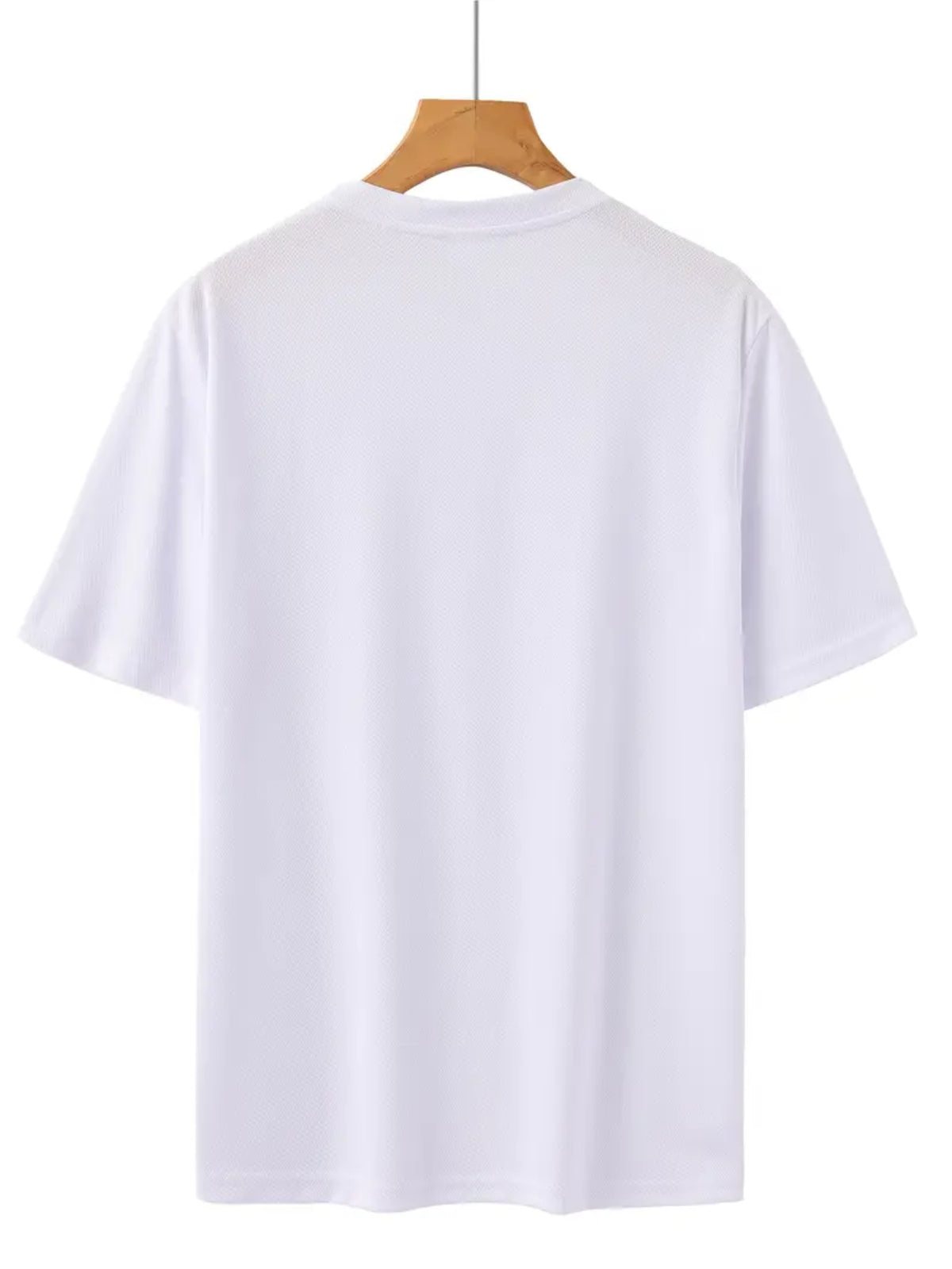 Casual Minimalist Style, Men's T-Shirt, Small Embroidered Letter Design, Summer Daily Wear, Gift for Boyfriend Or Husband - White