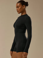 Suitable for Long Sleeve Soft Texture Mini Short Uniform, Classic Basic - Black