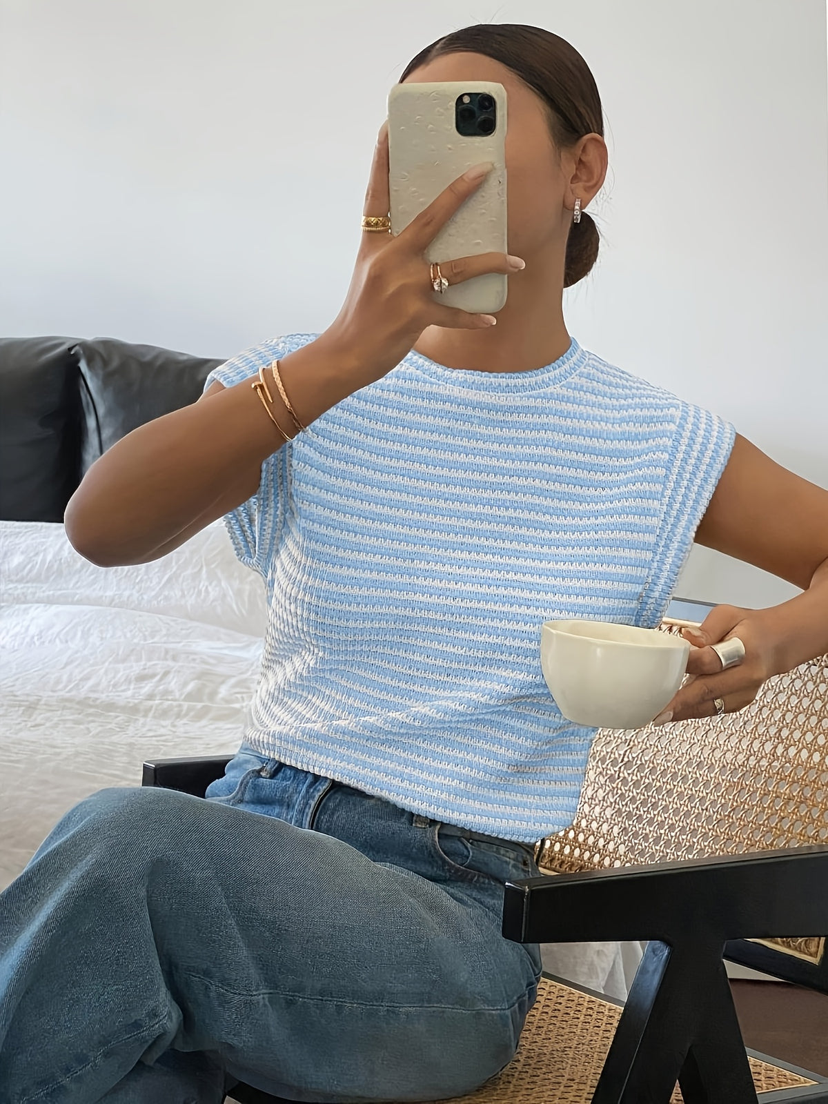 Fresh and Stylish Women's T-Shirt - Light Blue