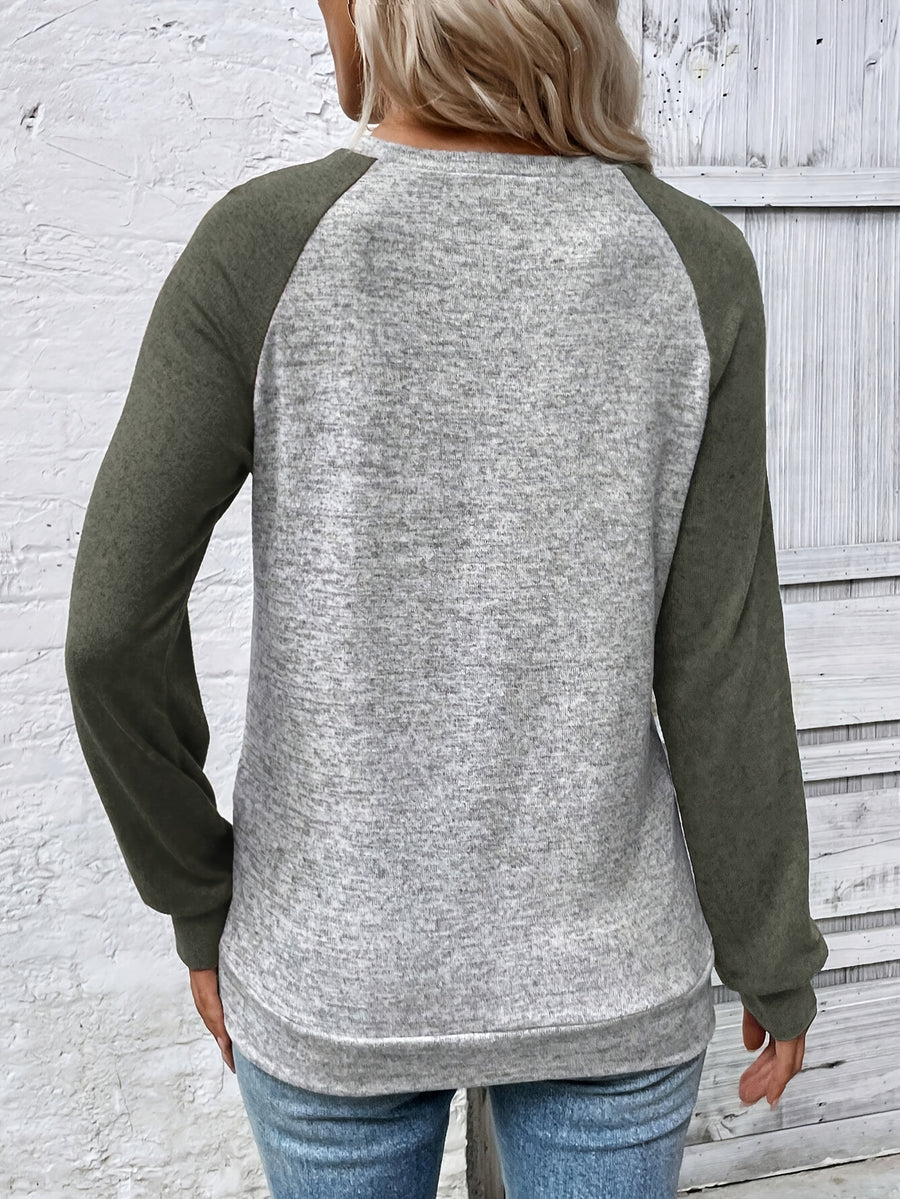 Round Neck Off-the-Should Long Sleeve T-Shirt - Mixed Color 1