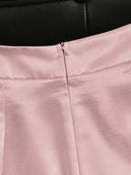 Women'S Fashion Commuter Satin Irregular Lace Bow Zipper Wide-Leg Long Pants - pink