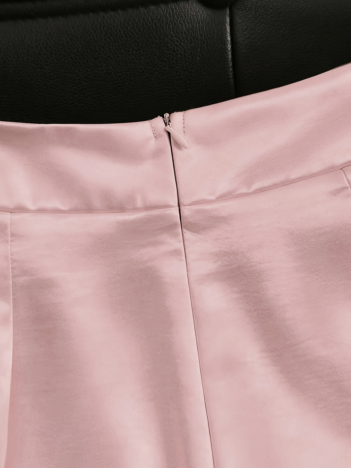 Women'S Fashion Commuter Satin Irregular Lace Bow Zipper Wide-Leg Long Pants - pink