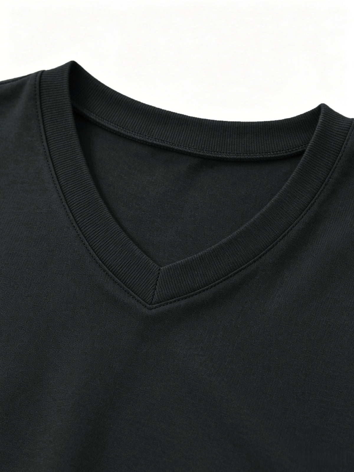 100% Men's V-neck Long-sleeve T-shirt, Men's Knitted Sweatshirt, Casual Sportswear Outdoor Top - Dark Gray