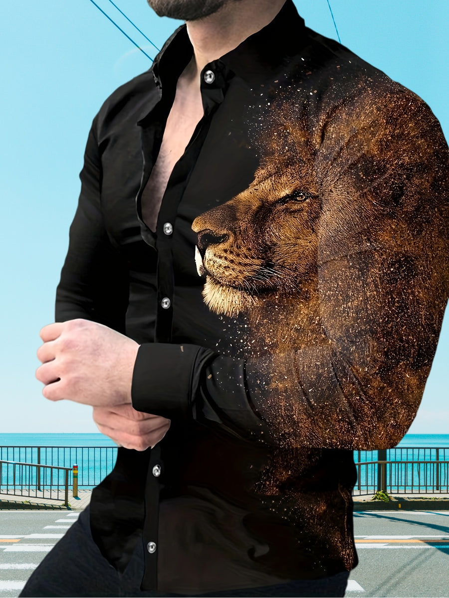 [Printed Design- Not Textured]Men's Leo Starlight Long Sleeve Shirt - Image Color
