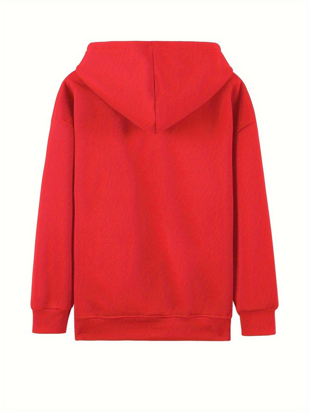Plus Size - Plus Size - Women'S Plus Size Casual Zip Hoodie with Striking Heart Print, Chest And Sleeve Pattern, Comfortable Machine-Washable Hooded Jacket, And Long-Sleeve Zippered Sweatshirt with Front Pockets - Red