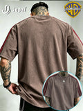 Official Warner Bros. Product, Hip-Hop Street Striped T-Shirt, Loose Drop-Shoulder Casual Summer Top, Machine Washable, Suitable for Daily Wear And Themed Events - Coffee Color
