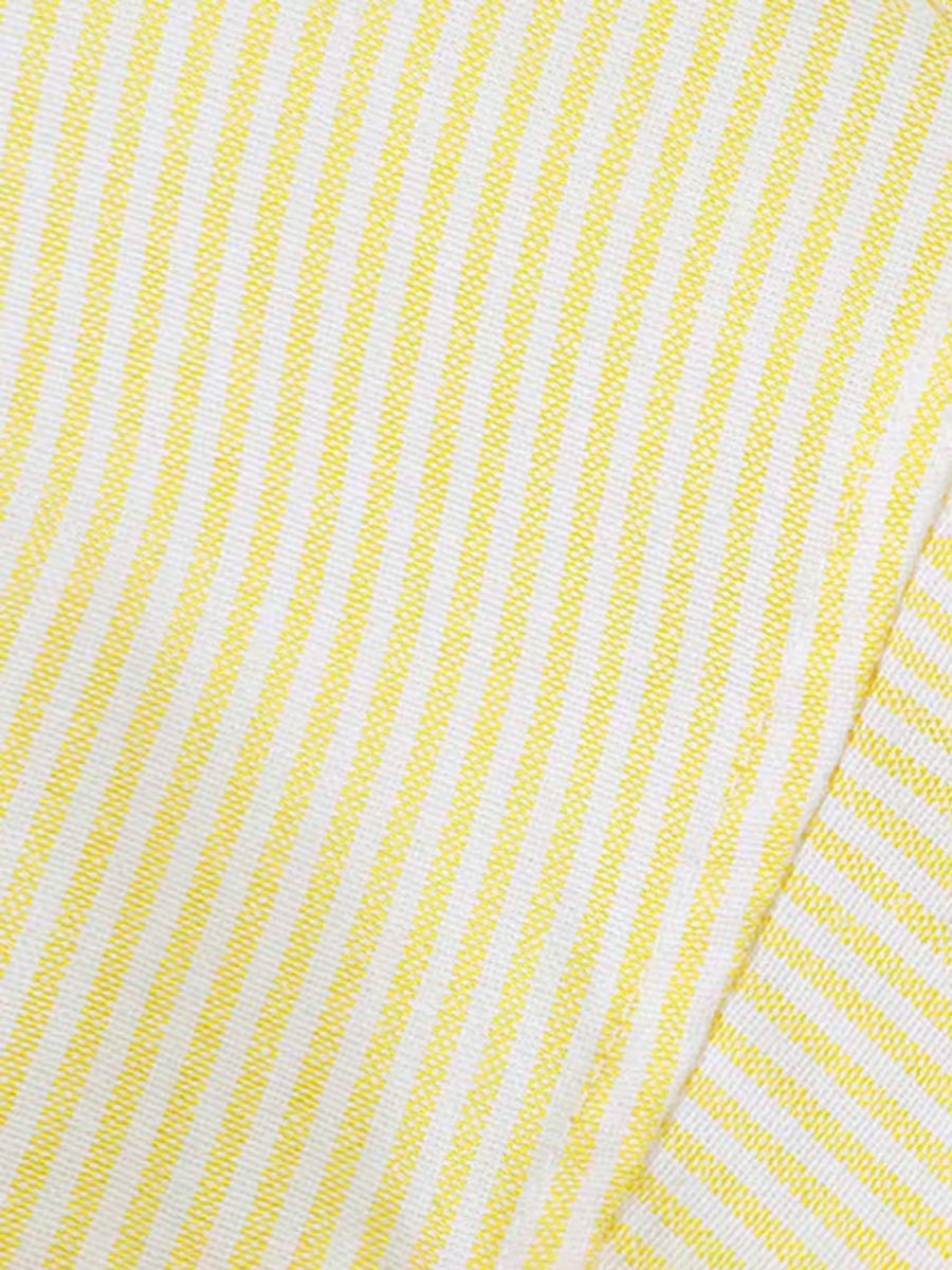 Early Spring/Autumn New Arrival: Artistic Vintage Fashion Embroidered Patch Print Long Sleeve Slim Stripe Casual Minimalist Men's Shirt - Yellow