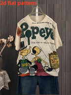 2D Flat Pattern Spring/Summer Fashion New Trendy Versatile Pullover Round Neck Long Sleeve Women'S Top Flat Digital Printing Trendy Women'S Top - Apricot