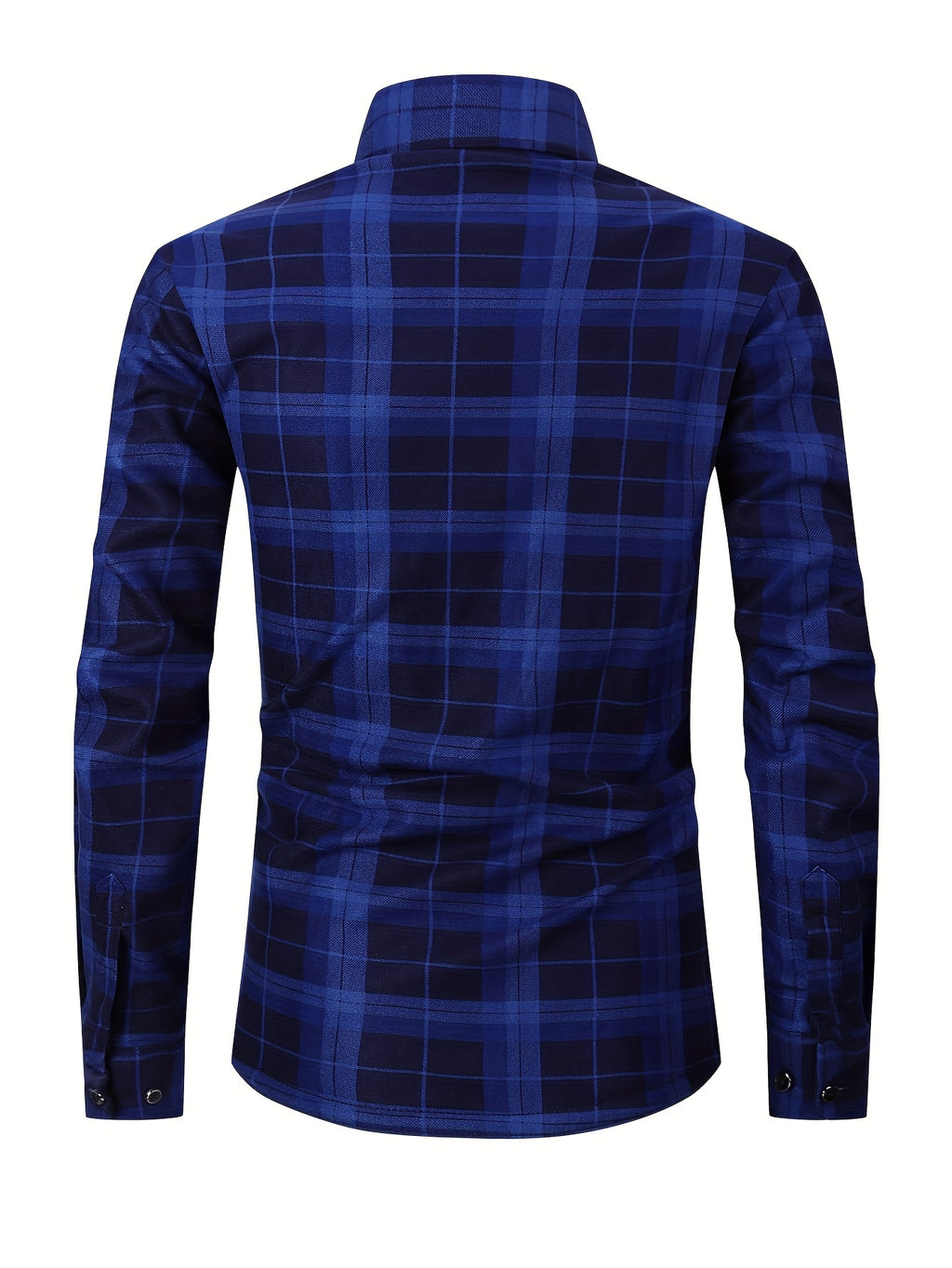 Autumn/Winter Plaid Flannel Shirt for Men, -Lined, Thickened, Warm, Long-Sleeve Workwear Jacket, Casual Top, New Season - Blue Grid