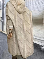 Plus Size, Women'S Long Pocket Hooded Jacket. Zipper, Ruffled Cuffs And Panel Detailing. Fabric - Khaki