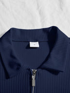 Men's Outdoor Sports Short Sleeve Polo Shirt, Summer Casual Comfortable Henley Shirt - Navy Color