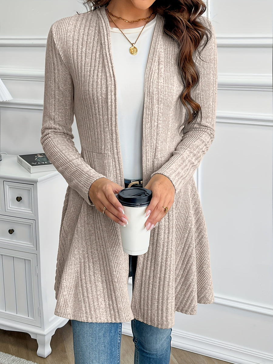 Plain Textured Loose Spring/Autumn Outerwear - Khaki