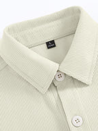 Men'S Corduroy Button-Up Shirt, Long Sleeve Comfortable Solid Color Single Pocket Layering New All-Season Casual Fashion Versatile Shirt - Light Beige