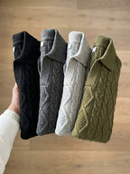 Men's Autumn/Winter Lapel Sweater Vintage Long-Sleeve Pullover Base Layer - Green