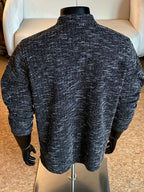 Autumn/Winter Striped Men's Loose Long Sleeve Casual Stand Collar -Lined - Black