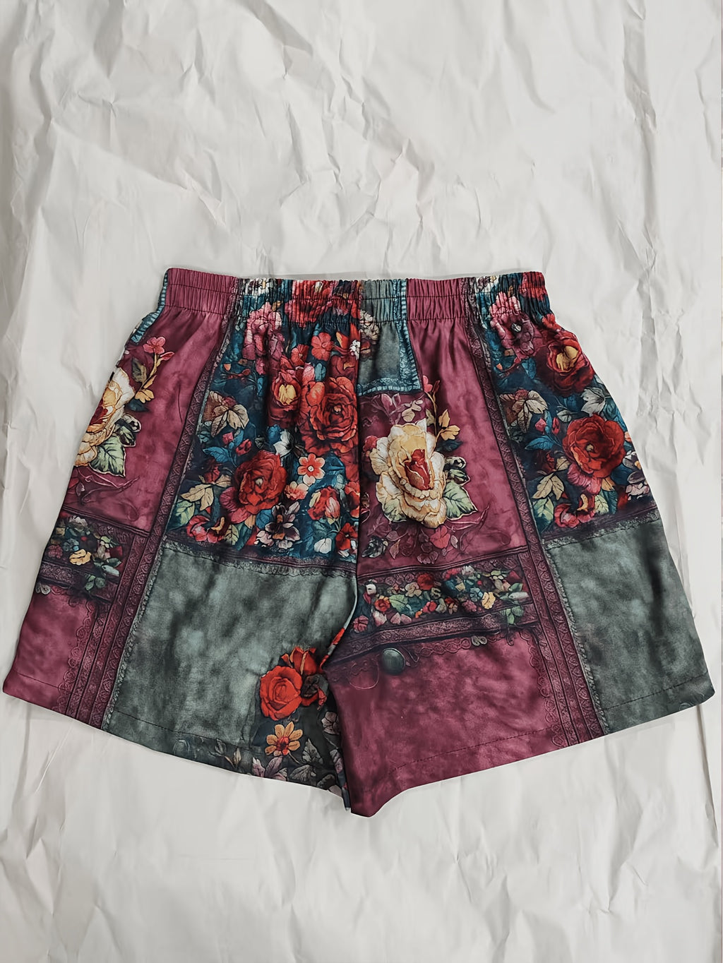 Ethnicity Retro Bohemia Patchwork Flowers Women'S Art Print And Casual Short Pants - Mixed colors