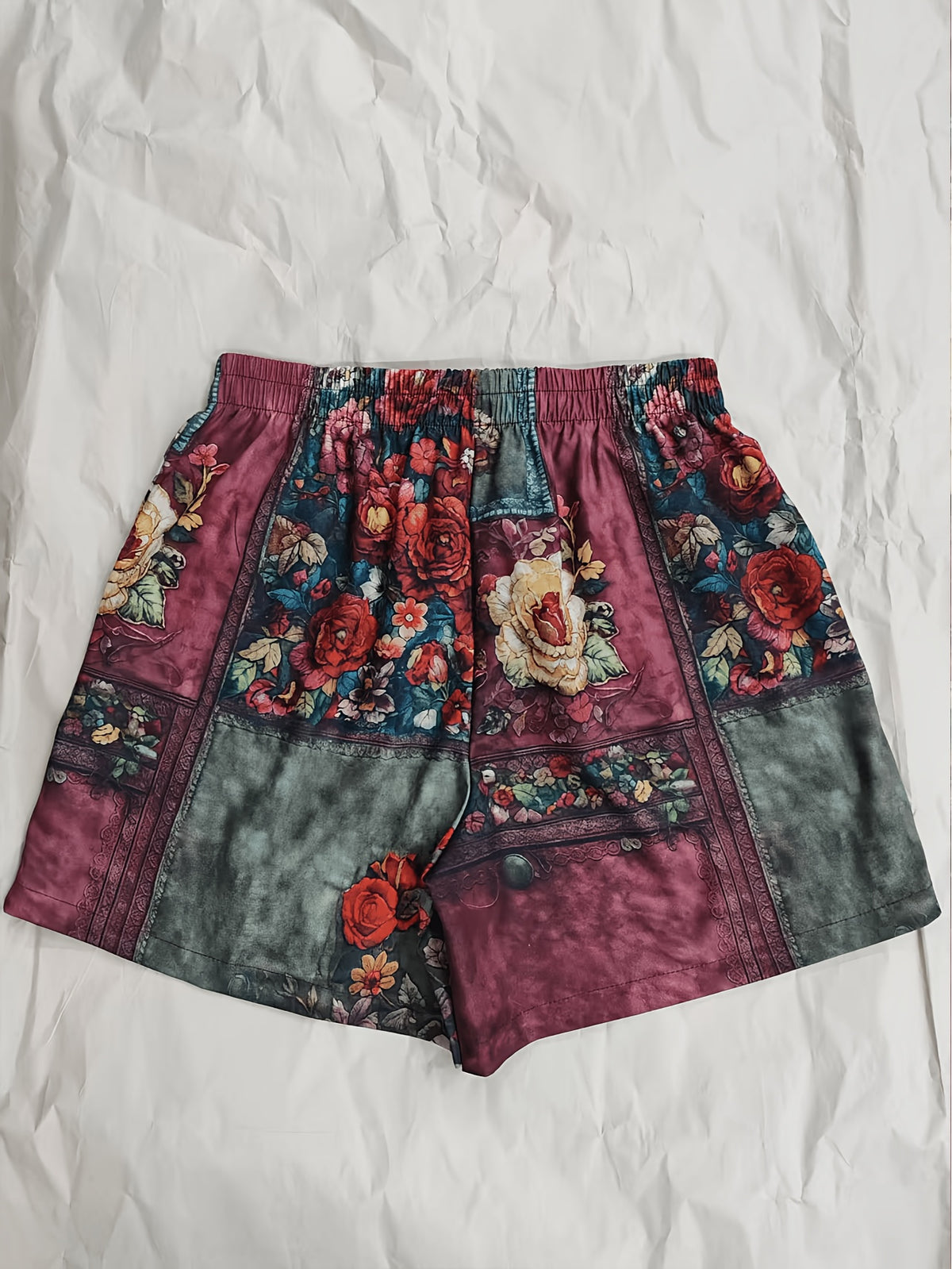 Ethnicity Retro Bohemia Patchwork Flowers Women'S Art Print And Casual Short Pants - Mixed colors