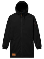 Men's Full-Zip Hooded Jacket with Mountain Print & Arm Zipper Pocket - Oversized Loose Fit Winter Coat, Hooded Streetwear Outerwear Suitable for, Urban Style, Machine Washable Warm Jacket - Black