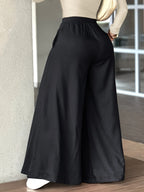 Women's Slim-Fit Casual Pants, Spring-Summer-Autumn Long Pants, High-Waist Fashion Pocket Casual Pants, High-Waist Versatile Casual Wide-Leg Pants - Black