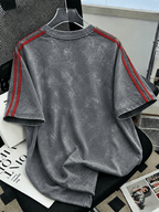 WB Warner Bros. Official License, American Retro Happy Tunes Highway Racing Distorted Heart Wolf Bip Bip Bird Pattern, Washed Loose Short Sleeve T-Shirt, Men'S Loose Retro Streetwear Outfit - Grey