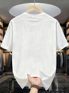 Men's New 100% Cotton T-Shirt with MINIMAL Print, Comfortable, Soft, and Breathable for Summer Casual Daily Wear - White