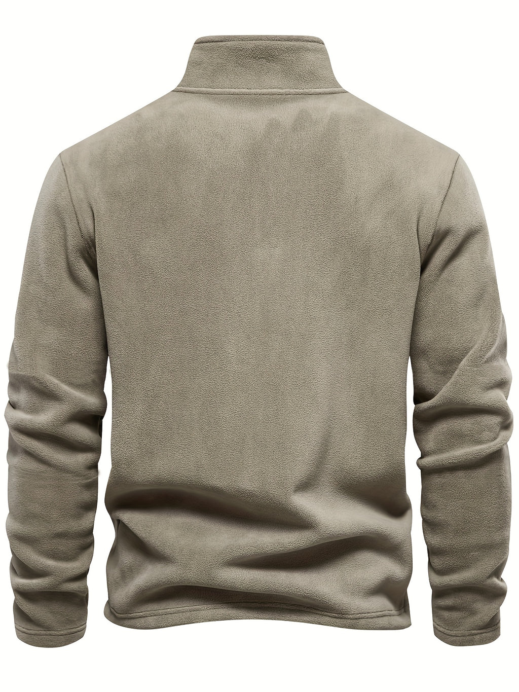Autumn-Winter Plush Top Half-Zip Sweatshirt Trendy Warm Clothing - Khaki