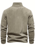 Autumn-Winter Plush Top Half-Zip Sweatshirt Trendy Warm Clothing - Khaki