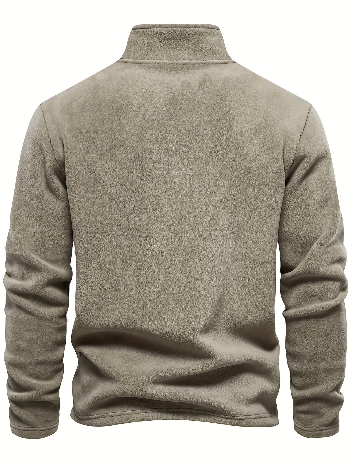 Autumn-Winter Plush Top Half-Zip Sweatshirt Trendy Warm Clothing - Khaki