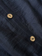 Summer New Fashion Casual Double Pocket Women's Jumpsuit with Button Detail for Vacation - Navy Color