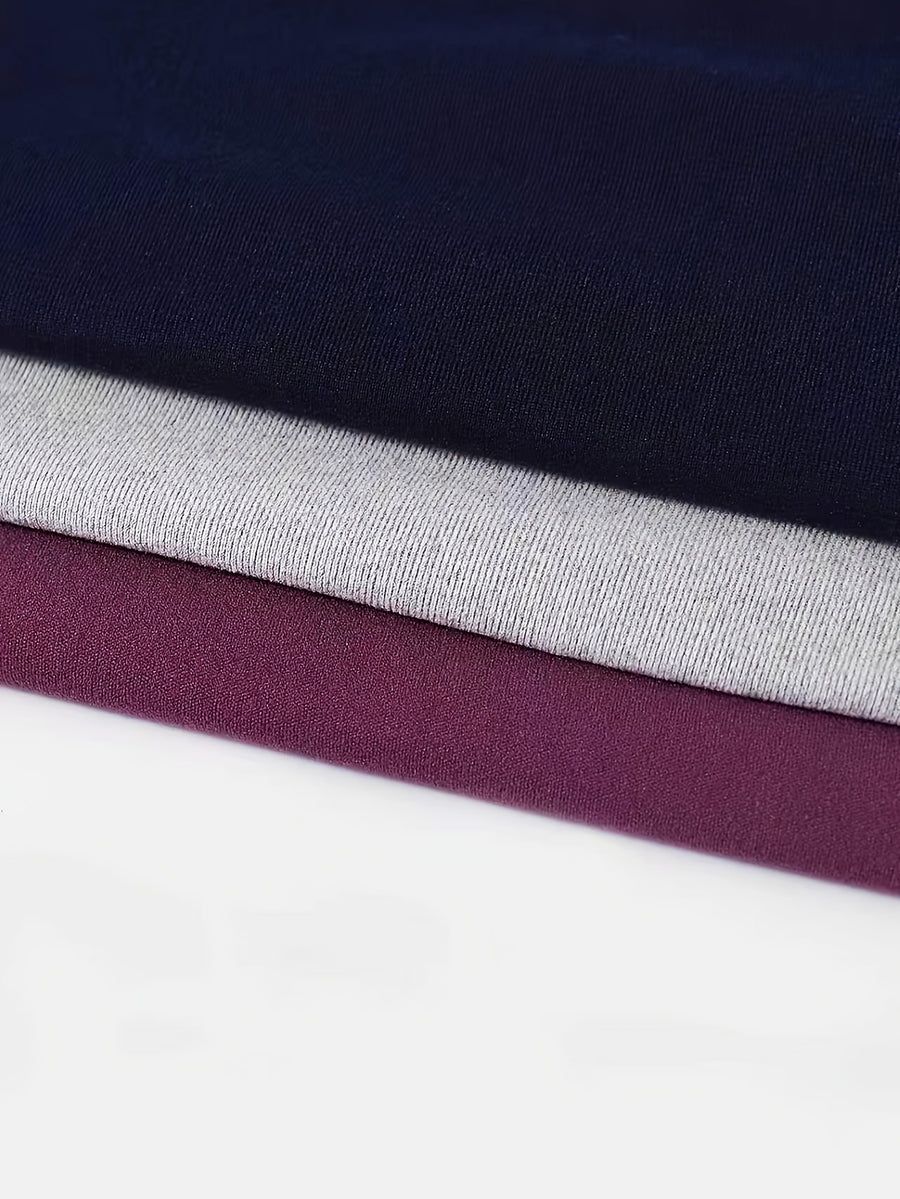 3-pack Women's German velvet sporty casual fashion set. The German velvet fabric retains heat and locks in warmth, suitable for outdoor sports and daily wear in autumn and winter. Soft and skin-friendly, comfortable and unrestrictive during exercise. - Purple + Navy Blue + Light Gray