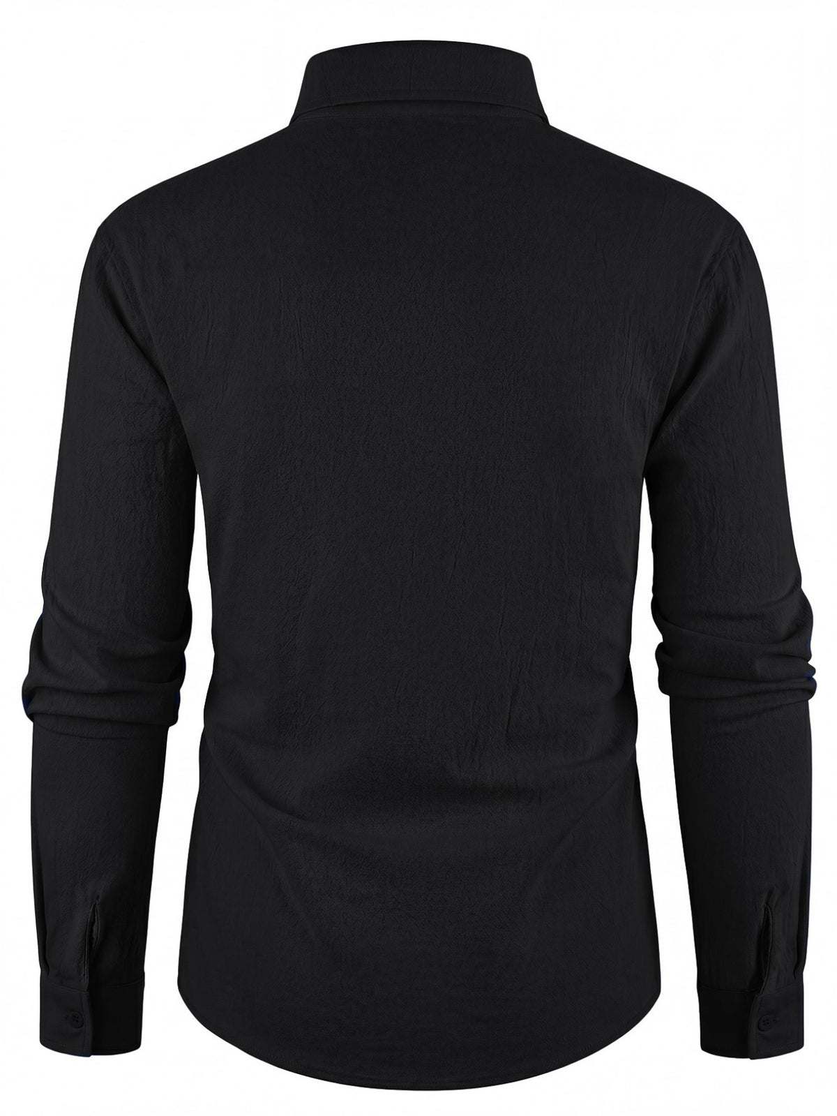Men's New Printed Linen Shirt, Relaxed Texture, Trendy and Versatile for Daily Commuting, Simple and Clean, American Light Luxury, Suitable for Various Occasions, Vintage, Casual, Easygoing, Relaxed, Artistic, and Understated Men's Shirt - Black