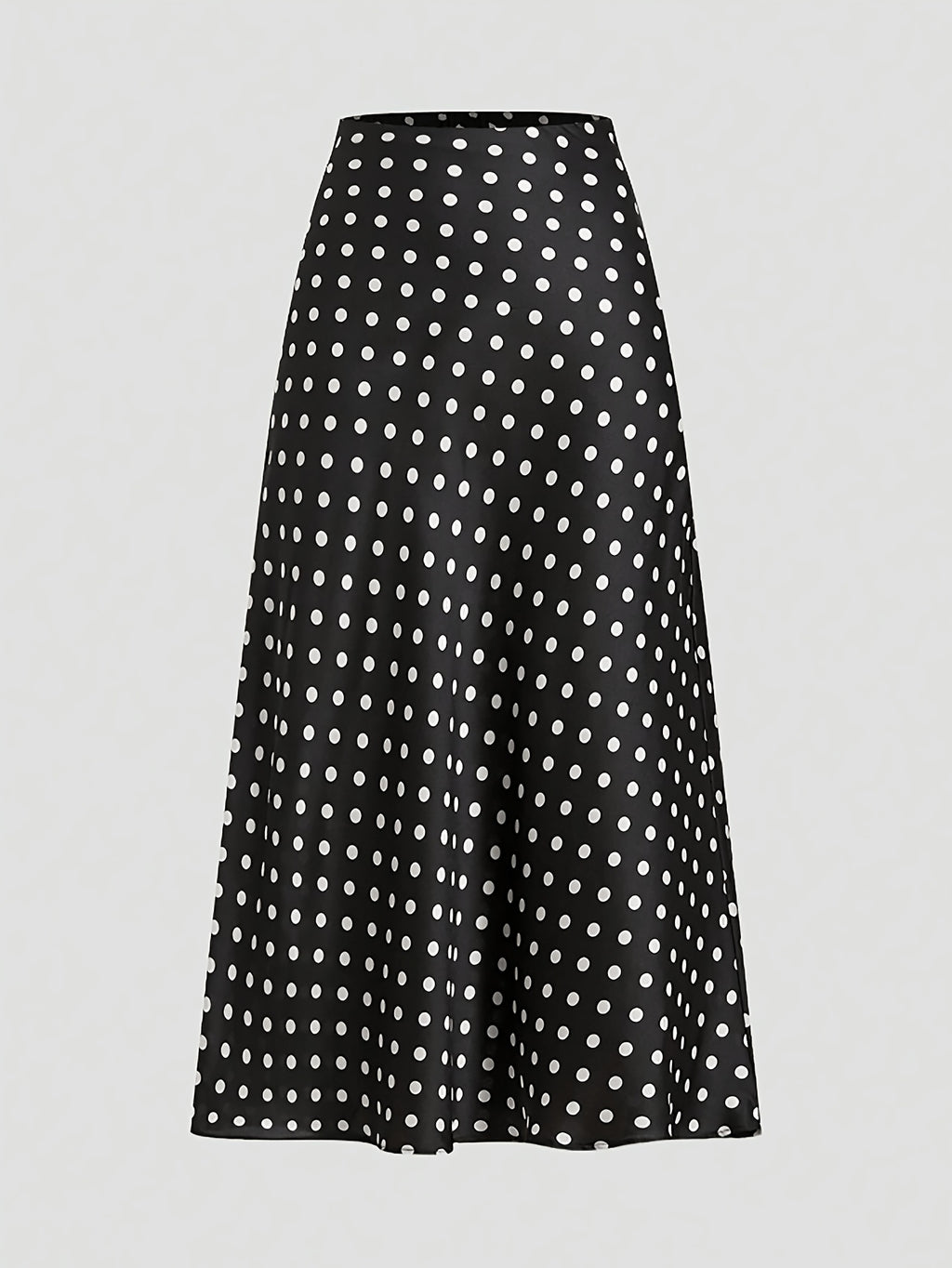 Women'S Vintage Polka Dot Satin Skirt - Black